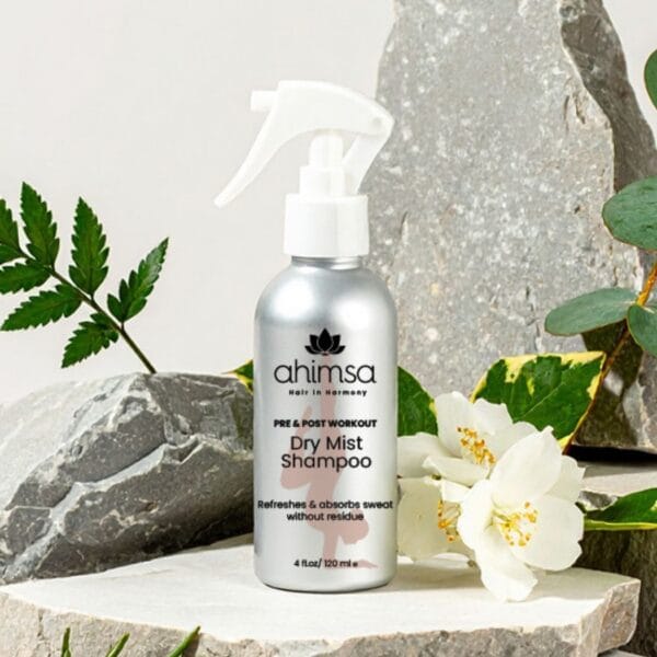 Non-aerosol dry shampoo mist for post-workout hair refresh.