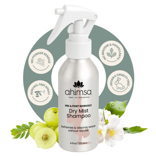 Non-aerosol dry shampoo mist for post-workout hair refresh.